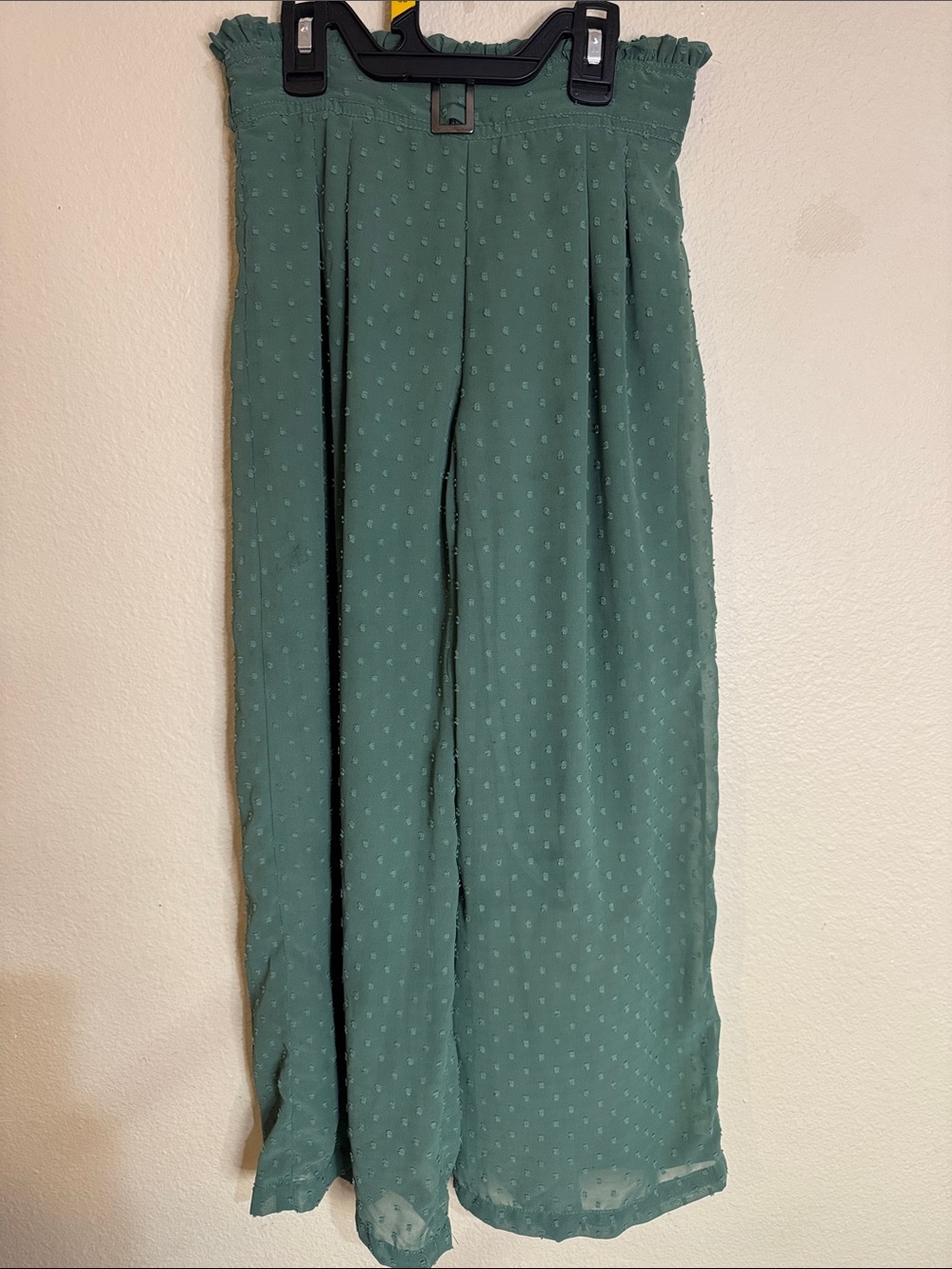 Girls Green Smocked-Waist Wide Leg Pants